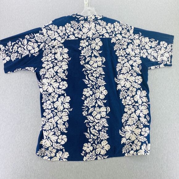Pineapple Connection Blue & White Floral Short Sleeve Hawaiian Shirt Mens L - Picture 2 of 7